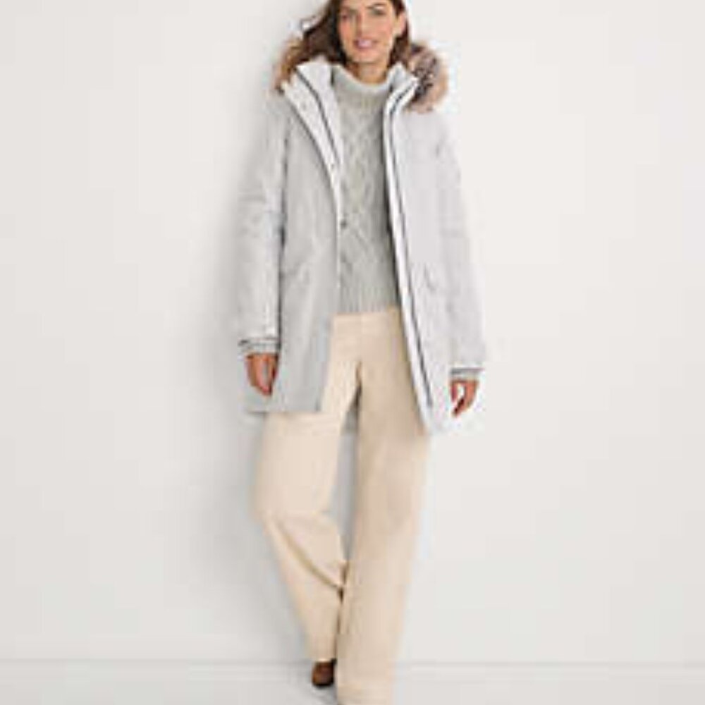 Lands End Women's Waterproof Down Parka with fur trim hood